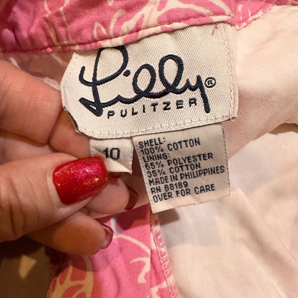 LILLY PULITZER Size 10 Hot Pink Hibiscus Flower Print Pants Cropped R $138 - Picture 9 of 9